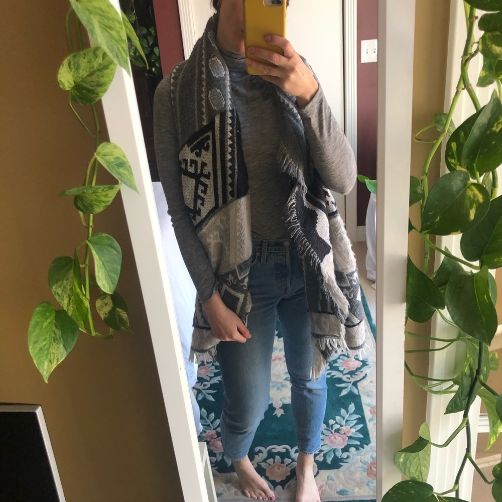 Blanket Scarf - black/white/grey